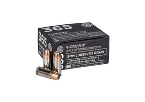 Sig Sauer Elite V-Crown 9mm Luger - 115 Grain JHP - 1050 FPS - 20 Rounds - 798681591633