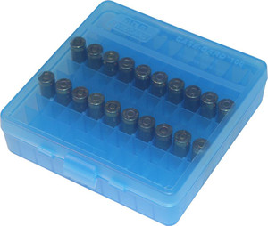  MTM Fliptop Handgun Ammo Box - .380 - 9mm Luger - Clear Blue - 100 Round - 026057116242