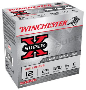 Super-X High Brass 12 Gauge 2.75 Inch 1330 FPS 1.25 Ounce 6 Shot - 020892000186