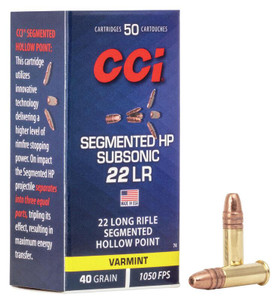CCI 22 LR - 40 Grain Segmented HP - 1050 FPS - 50 Rounds - 076683000743