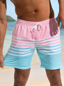 Chubbies The On The Horizons Classic Swim Trunk - 7" - Blue, Pink, White Stripe - 840042250540
