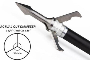 Grim Reaper Fatal Steel Mechanical Broadheads - 100 Grain - 3-Blade - 1.25" Cutting Diameter - 3 Pack - 814846013014
