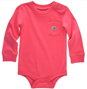 Carhartt Kid's Pocket Bodysuit - Long Sleeve - Pink Lemonade -