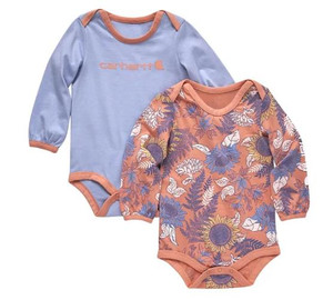 Carhartt Floral Print Bodysuit Set - Long Sleeve - Blue - 2 Pack -