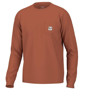 Huk U Patch Pocket Tee - Long Sleeve - Baked Clay -