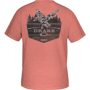 Drake Waterfowl Youth Old School In Flight Tee - Short Sleeve - Peach Echo Light Heather -