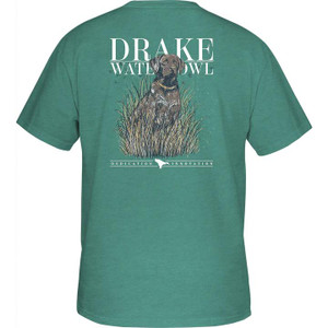 Drake Waterfowl Chocolate Lab Tee - Short Sleeve - Sea Blue Dark Heather -