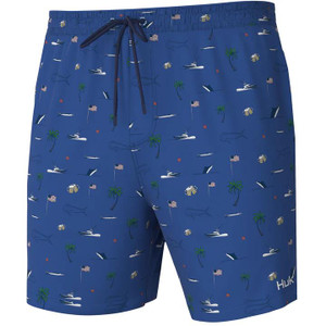 Huk Pursuit Volley Swim Shorts - Fish Beach Freedom Set Sail -