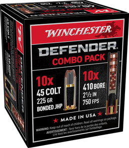 Winchester Defender Combo Pack 410 Gauge / 45 Colt - 2.5" - 3 Discs & 12 BBs / 225 Grain BJHP - 20 Rounds - 020892020382