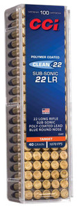 CCI Clean-22 Subsonic 22 LR - 40 Grain LRN - 1070 FPS - 100 Rounds - 604544650310