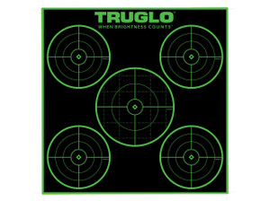 TRUGLO 5-Bullseye Reactive / Splatter Target - Green 12" x 12" -12 Pack - 788130017975