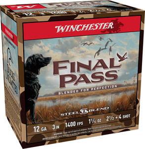 Winchester Final Pass 12 Gauge - 3" - #2.5 & #4 - 1-1/4oz Payload - 1400 FPS - 25 Rounds - 020892029439