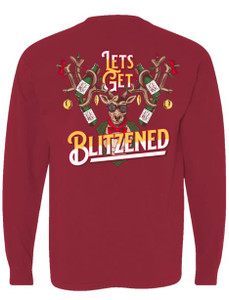 Old Row Lets Get Blitzened Tee - Long Sleeve - Crimson -