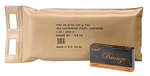 PMC Bronze Battle Pack 45 ACP - 230 Grain FMJ - 830 FPS - 250 Rounds - 741569070218