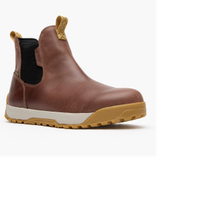 BROWN 6" SLIP ON LEATHER ANKLE DECK BOOT M11.5 -