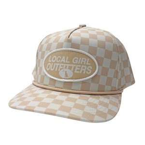 Local Girl Modern Oval Rope Hat - Khaki Checker - 840538637589