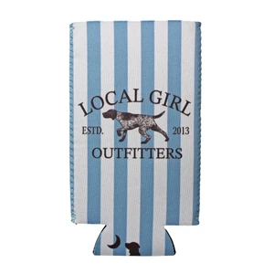 Local Girl Classic Spotter Slim Can Cooler - Baby Blue/White Stripes - 840538638746