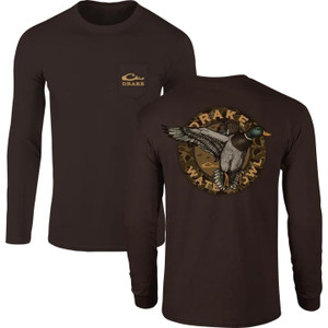 Drake Waterfowl Circle Mallard Tee - Long Sleeve - Chocolate Brown -