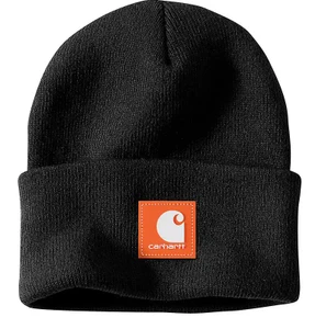 Carhartt Knit Rubber Patch Beanie - Black / Worksite Orange - 199133204260