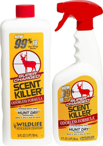 Wildlife Research Center Scent Killer Supercharged Odorless Spray Combo - 24OZ Spray Bottle & Refill - 024641005590