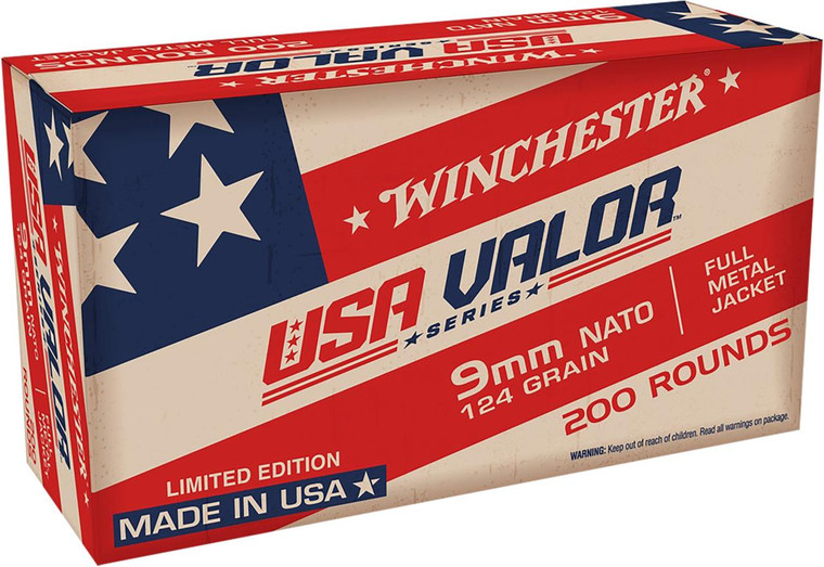 Winchester USA Valor 9mm - 124 Grain FMJ - 1200 FPS - 200 Rounds - 020892230736