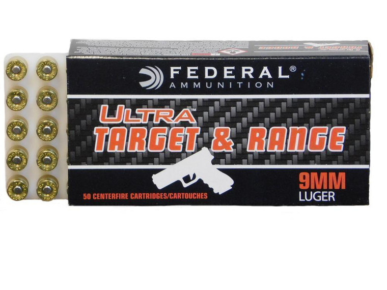 Federal Ultra Target and Range 9mm - 115 Grain FMJ - 1125 FPS - 50 Rounds - 604544636949