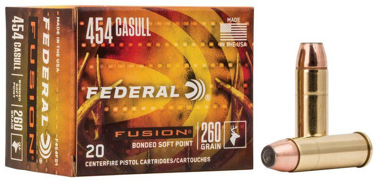 Federal Fusion 454 Casull - 260 Grain FSP - 1350 FPS - 20 Rounds - 029465098407