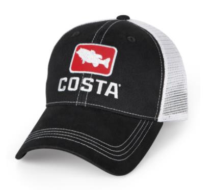 Costa Del Mar Bass Trucker Hat, Black/White, OS