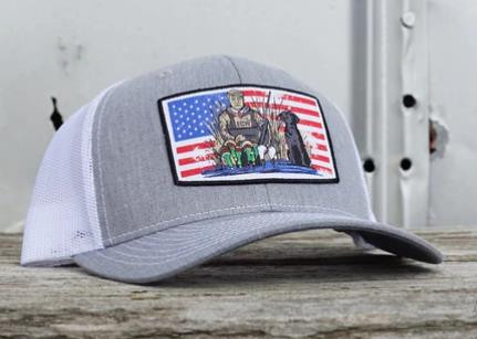 Heathered Gray and White American Flag Duck Hat