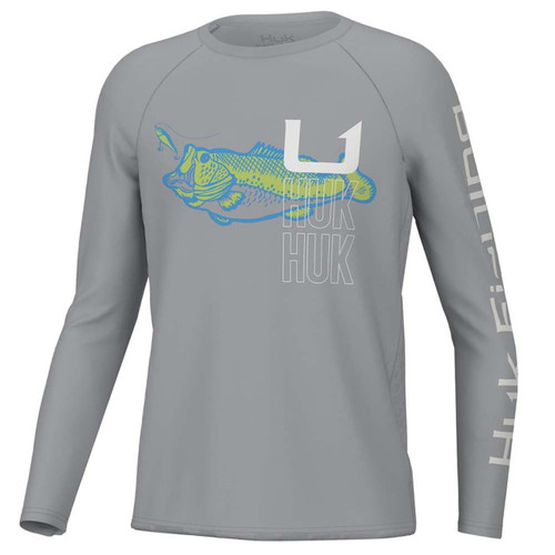 Huk Youth Pursuit Bass Solar Shirt - Long Sleeve - Harbor Mist