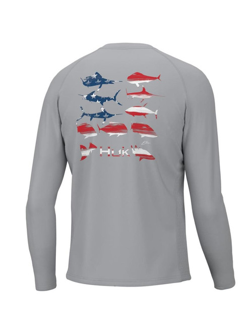 Huk Men's KC Flag Fish Pursuit Shirt - Long Sleeve - Harbor Mist