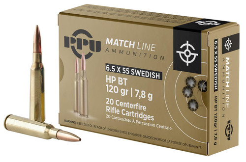 Match Line Dimensions PPU Match Line 6.5x55 Swedish - 120 Grain HPBT - 2720 FPS - 20 Rounds ...