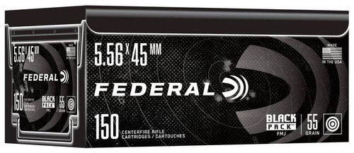 150 Rounds Book Federal Black Pack 5.56 NATO - 55 Grain FMJ - 3165 FPS - 150 Rounds ...