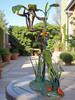 2 Frogs Climbing up a Plant - Special Patina - Tabletop