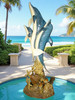 Large Dolphin Family - fountain with Special Patina, Style N