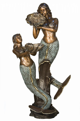 Pair of Mermaids- Spillover Shell Fountain