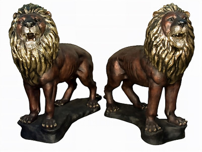 Pair of Roaring Lions - Left and Right - 60" Design