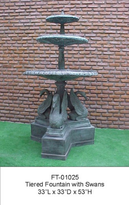 Tiered Fountain with Swans