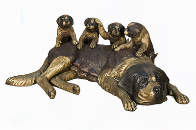 St. Bernard Mom and Her Playful Pups - SALE!