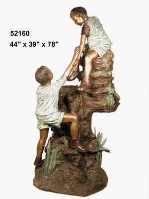 Kids Climbing a Rock fountain