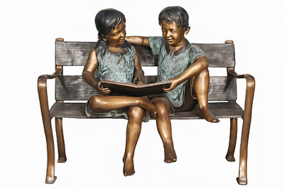 Young Boy & Girl on a Bench
