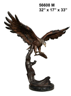 Eagle Seizing Its Prey, 33" Design - with Marble Base
