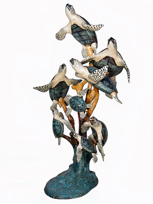 A Bale of Sea Turtles fountain (special patina) - SALE!