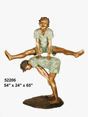 2 Boys Playing Leapfrog - Large Version