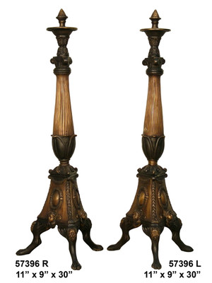 Bronze Fireplace Andirons - 30" Classic Design