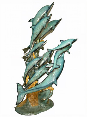 School of Dolphins Fountain - Special Patina