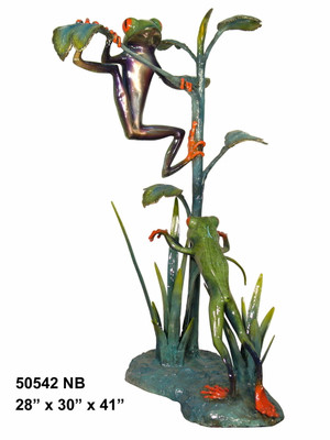 2 Frogs Climbing a Branch - Special Patina, Style NB