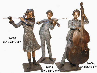 bronze Children's Musician Ensemble, flute, violin, bass