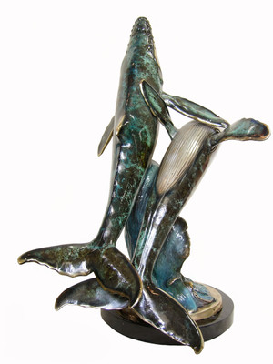 Tabletop Pair of Swimming Whales - Style NB - SALE!