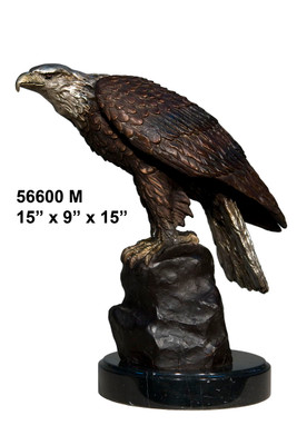 Eagle Perched on a Rock - with Marble Base
